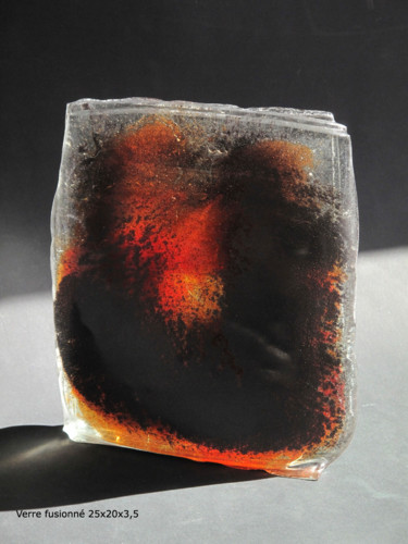 Γλυπτική με τίτλο "fusion-rouge-noir" από Jean-Pierre Deguillemenot, Αυθεντικά έργα τέχνης, Ποτήρι