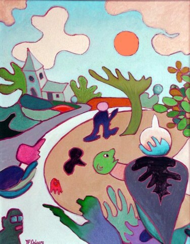 "Village life" başlıklı Tablo Jp Deloore tarafından, Orijinal sanat
