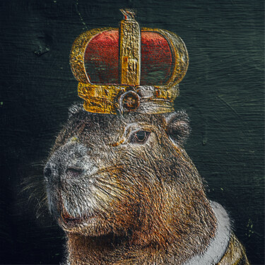 Digitale Kunst mit dem Titel "Kingsize capybara" von Jp Eugster, Original-Kunstwerk, KI-generiertes Bild