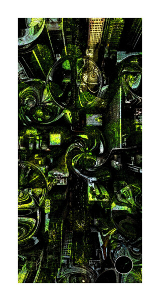 Digitale Kunst mit dem Titel "Green Town" von Jp Eugster, Original-Kunstwerk, Fotomontage