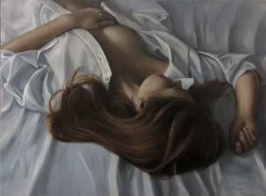 Painting titled "Dreaming" by Jean-Pierre André Leclercq, Original Artwork, Oil Mounted on Wood Stretcher frame
