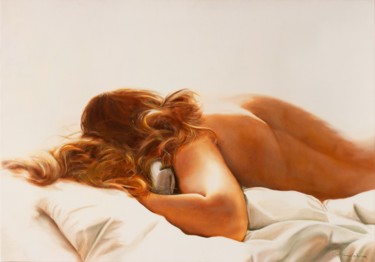 Painting titled "Matin" by Jean-Pierre André Leclercq, Original Artwork, Oil Mounted on Wood Stretcher frame