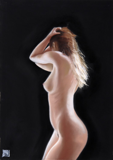 Drawing titled "Courbes 6" by Jean-Pierre André Leclercq, Original Artwork, Pastel