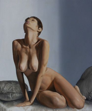 Peinture intitulée "La Caresse de l'Ins…" par Jean-Pierre André Leclercq, Œuvre d'art originale, Huile Monté sur Châssis en…