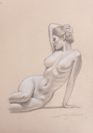 Dessin intitulée "Courbes 23" par Jean-Pierre André Leclercq, Œuvre d'art originale, Graphite