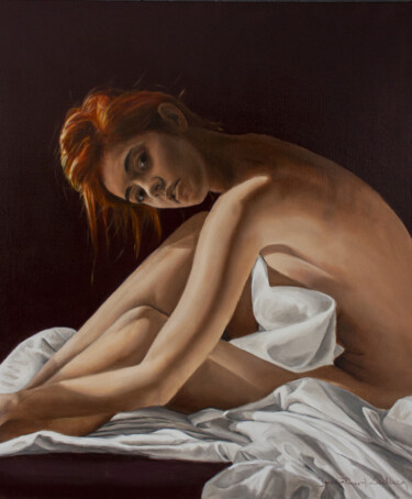 Painting titled "Wake Up" by Jean-Pierre André Leclercq, Original Artwork, Oil Mounted on Wood Stretcher frame