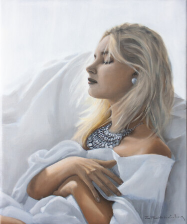 Painting titled "Mayliss" by Jean-Pierre André Leclercq, Original Artwork, Oil Mounted on Wood Stretcher frame