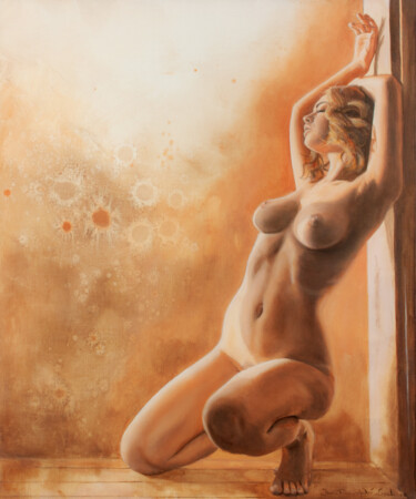 Painting titled "Solar Bliss" by Jean-Pierre André Leclercq, Original Artwork, Oil Mounted on Wood Stretcher frame