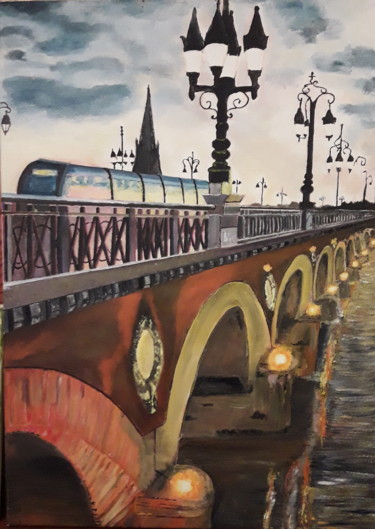 Peinture intitulée "pont de pierre" par Jacky Pannelier, Œuvre d'art originale, Acrylique