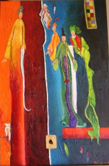 Painting titled ""FEMMES IMAGINAIRES"" by Jparzy, Original Artwork, Oil