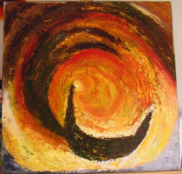 Painting titled ""ŒIL DU CYCLONE"" by Jparzy, Original Artwork, Oil Mounted on Wood Stretcher frame