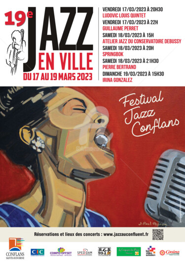 Peinture intitulée "Festival Jazz en vi…" par Jean-Paul Pagnon, Œuvre d'art originale, Huile