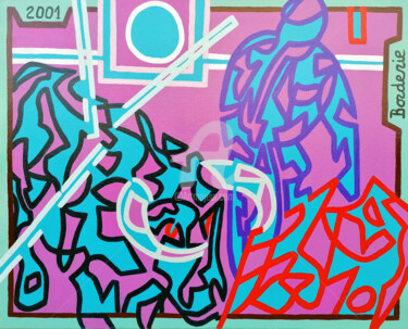 La charge Peinture intitulée "La charge" par Jean-Pierre Borderie, Œuvre d'art originale, Acrylique Monté sur Châssis