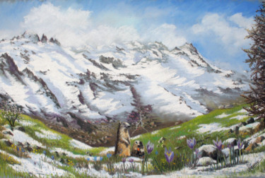 Рисунок под названием "Entre hiver et prin…" - Jean-Pierre Cousin, Подлинное произведение искусства, Пастель
