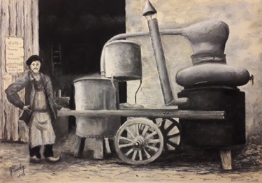 Drawing titled "L'alambic" by Jean-Pierre Cousin, Original Artwork, Pastel