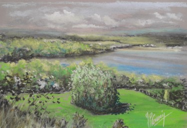 Drawing titled "Panorama à Venables" by Jean-Pierre Cousin, Original Artwork, Pastel