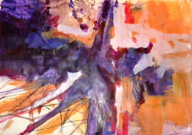 Painting titled "Violet thunder" by Julija Petrovic, Original Artwork, Acrylic