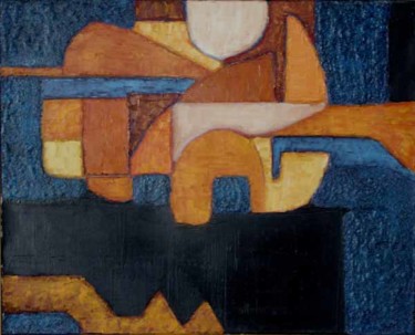 Peinture intitulée "Jaune, bleu, noir" par Jpfloch, Œuvre d'art originale