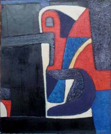 Peinture intitulée "Noir,bleu,rouge" par Jpfloch, Œuvre d'art originale