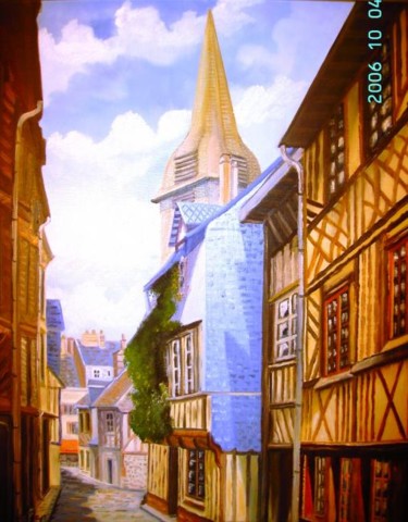 Painting titled "rue de l'homme de b…" by Jean Pierre Goasdoue, Original Artwork, Oil