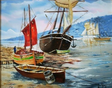 Peinture intitulée "estuaire" par Jean Pierre Goasdoue, Œuvre d'art originale
