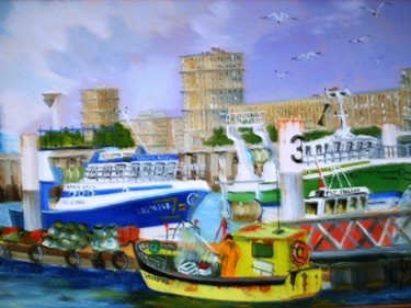 Peinture intitulée "le petit port du ha…" par Jean Pierre Goasdoue, Œuvre d'art originale