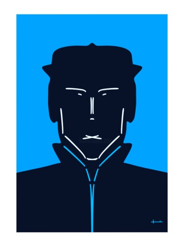 Digitale Kunst getiteld "L'Homme Bleu - Comp…" door Jph Mugler, Origineel Kunstwerk, 2D Digital Work
