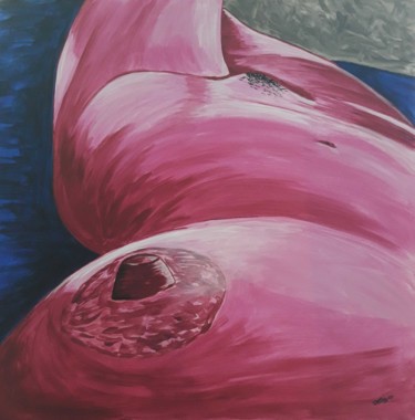 Painting titled "femme-allongee-zoom…" by Jean Philippe Dufau, Original Artwork, Acrylic