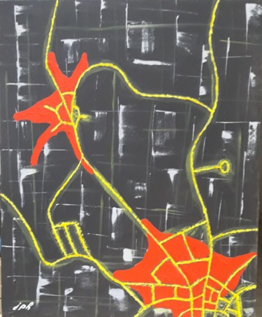 Painting titled "arachnée-humaine" by Jean Philippe Dufau, Original Artwork, Acrylic