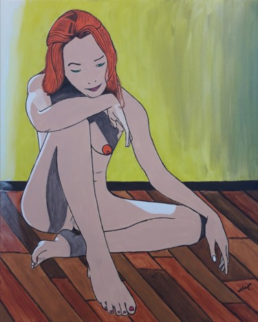 Peinture intitulée "rousse-sur-parquet" par Jean Philippe Dufau, Œuvre d'art originale, Acrylique