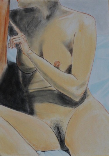 Drawing titled "caresse" by Jean Philippe Dufau, Original Artwork, Pastel