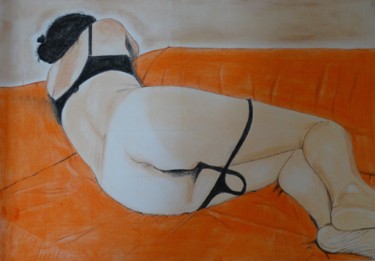 Rysunek zatytułowany „femme-endormie-sur-…” autorstwa Jean Philippe Dufau, Oryginalna praca, Pastel