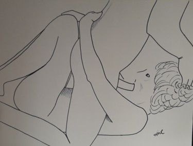 Tekening getiteld "silhouettes 3" door Jean Philippe Dufau, Origineel Kunstwerk, Inkt