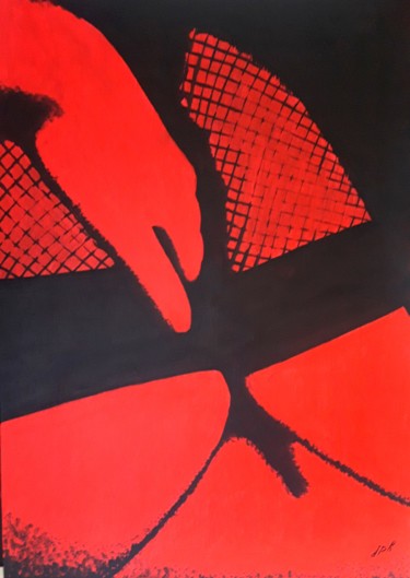 Картина под названием "Caresse rouge sur b…" - Jean Philippe Dufau, Подлинное произведение искусства, Акрил