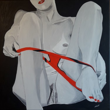 Painting titled "En rouge et noir" by Jean Philippe Dufau, Original Artwork, Acrylic