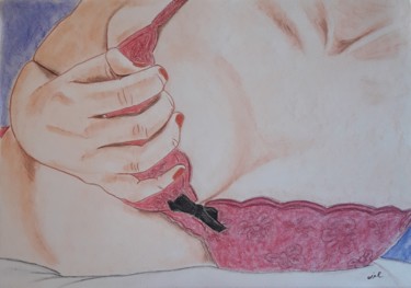 Рисунок под названием "Promesse à venir" - Jean Philippe Dufau, Подлинное произведение искусства, Пастель