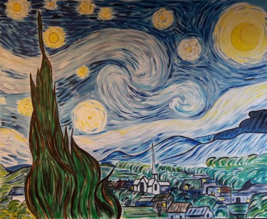 Peinture intitulée "La nuit étoilée" par Jean Philippe Dufau, Œuvre d'art originale, Acrylique