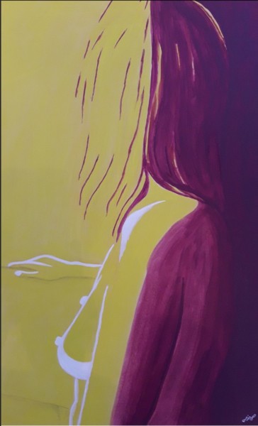 Painting titled "Profil violet" by Jean Philippe Dufau, Original Artwork, Acrylic