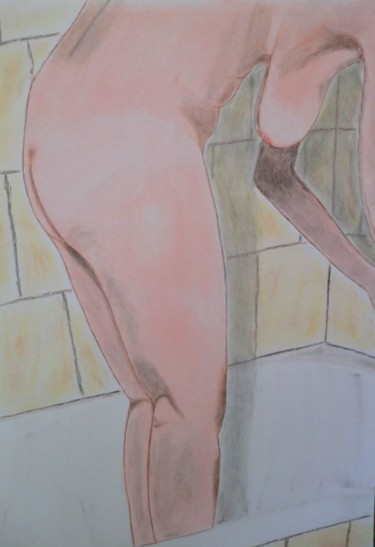 Desenho intitulada "Femme au bain 4" por Jean Philippe Dufau, Obras de arte originais, Pastel