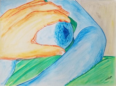 Peinture intitulée "Jeu de main 11" par Jean Philippe Dufau, Œuvre d'art originale, Aquarelle