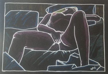 Drawing titled "Plaisir solitaire 4" by Jean Philippe Dufau, Original Artwork, Marker