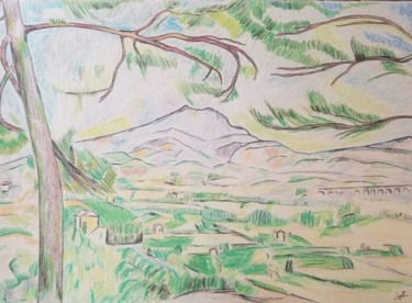 Rysunek zatytułowany „Cézanne - Mont Ste…” autorstwa Jean Philippe Dufau, Oryginalna praca, Ołówek