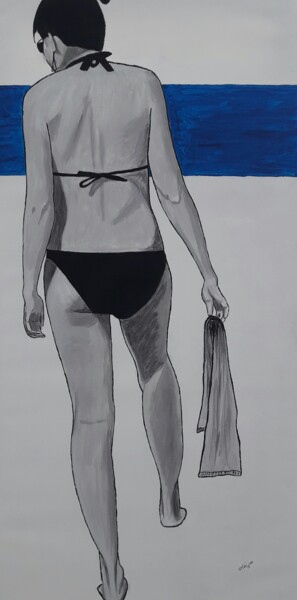 Painting titled "A la plage 2" by Jean Philippe Dufau, Original Artwork, Acrylic