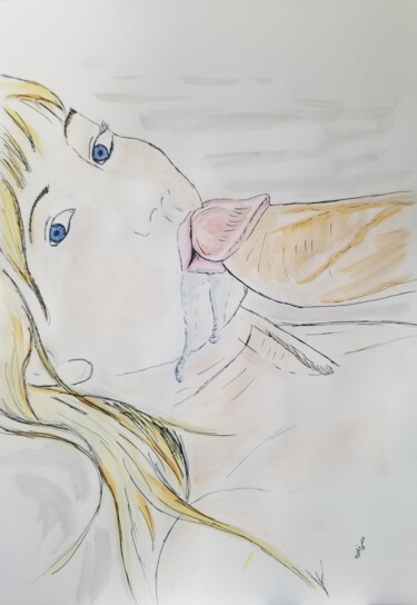 Painting titled "Petite douceur 8" by Jean Philippe Dufau, Original Artwork, Watercolor