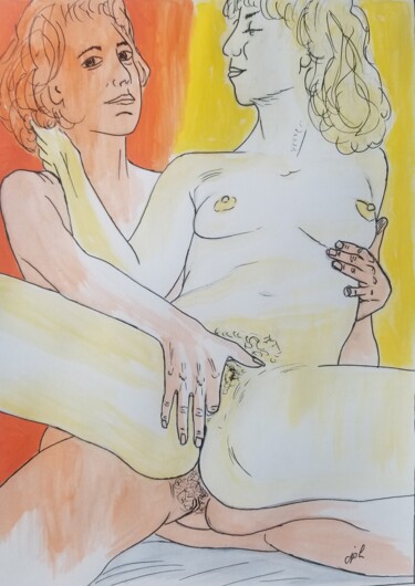 Malarstwo zatytułowany „Plaisirs féminins 3” autorstwa Jean Philippe Dufau, Oryginalna praca, Akryl