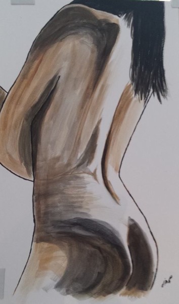 Painting titled "femme-de-dos" by Jean Philippe Dufau, Original Artwork, Acrylic