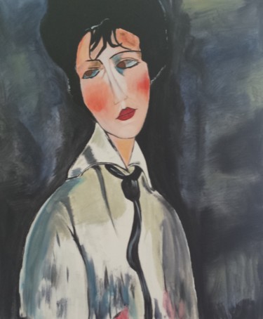 Painting titled "femme-a-la-cravate" by Jean Philippe Dufau, Original Artwork, Acrylic