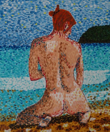 Peinture intitulée "femme-de-dos-a-la-p…" par Jean Philippe Dufau, Œuvre d'art originale, Acrylique