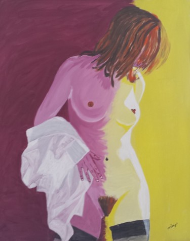 Pintura titulada "femme-a-la-chemise-…" por Jean Philippe Dufau, Obra de arte original, Acrílico