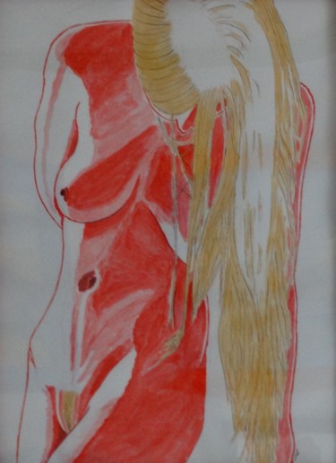 Peinture intitulée "nu-rouge" par Jean Philippe Dufau, Œuvre d'art originale, Acrylique